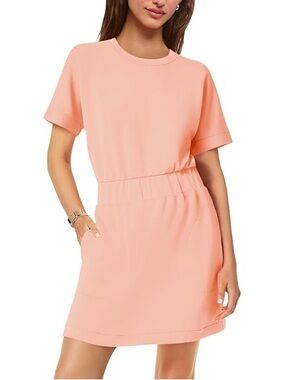 Amazon Peach T Shirt Dress Elastic Waist Mini Casual Athleisure NWOT, Small